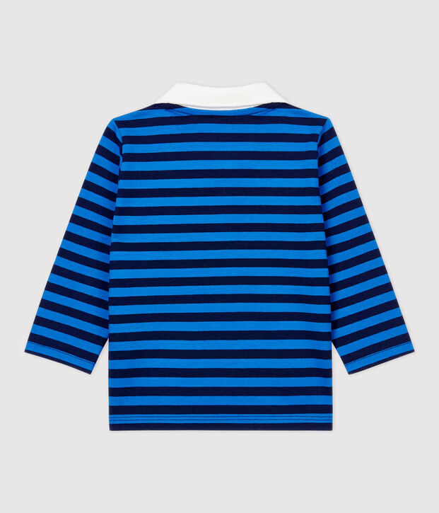 Polo de algod&oacute;n de beb&eacute;. azul/azul